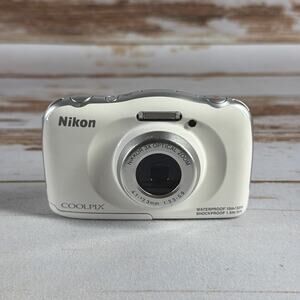 Nikon COOLPIX S33 13.2MP White – Waterproof, Shockproof, No Charger